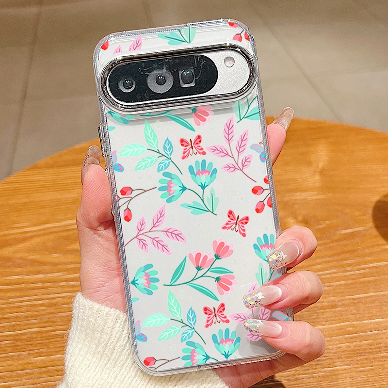 Capa Transparente Para Celular Com Estampa Floral Colorida (google Pixel 7a), Em Tpu Macio E Resistente A Impactos.