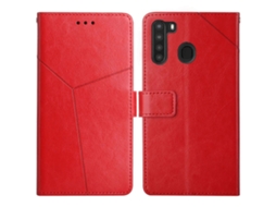 Capa De Couro Com Costura Horizontal Para Samsung Galaxy A21 Y, Com Suporte, Compartimentos Para Cartões, Carteira E Porta-retratos.