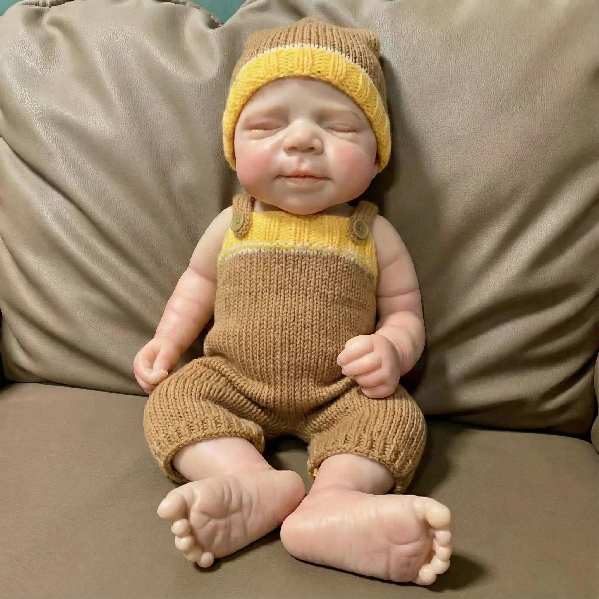 (amarelo) Bebê Menina De Silicone De Platina Pura Com Boca Aberta De 45 Cm (18 Polegadas), Inclui Chupeta Conforme A Imagem.