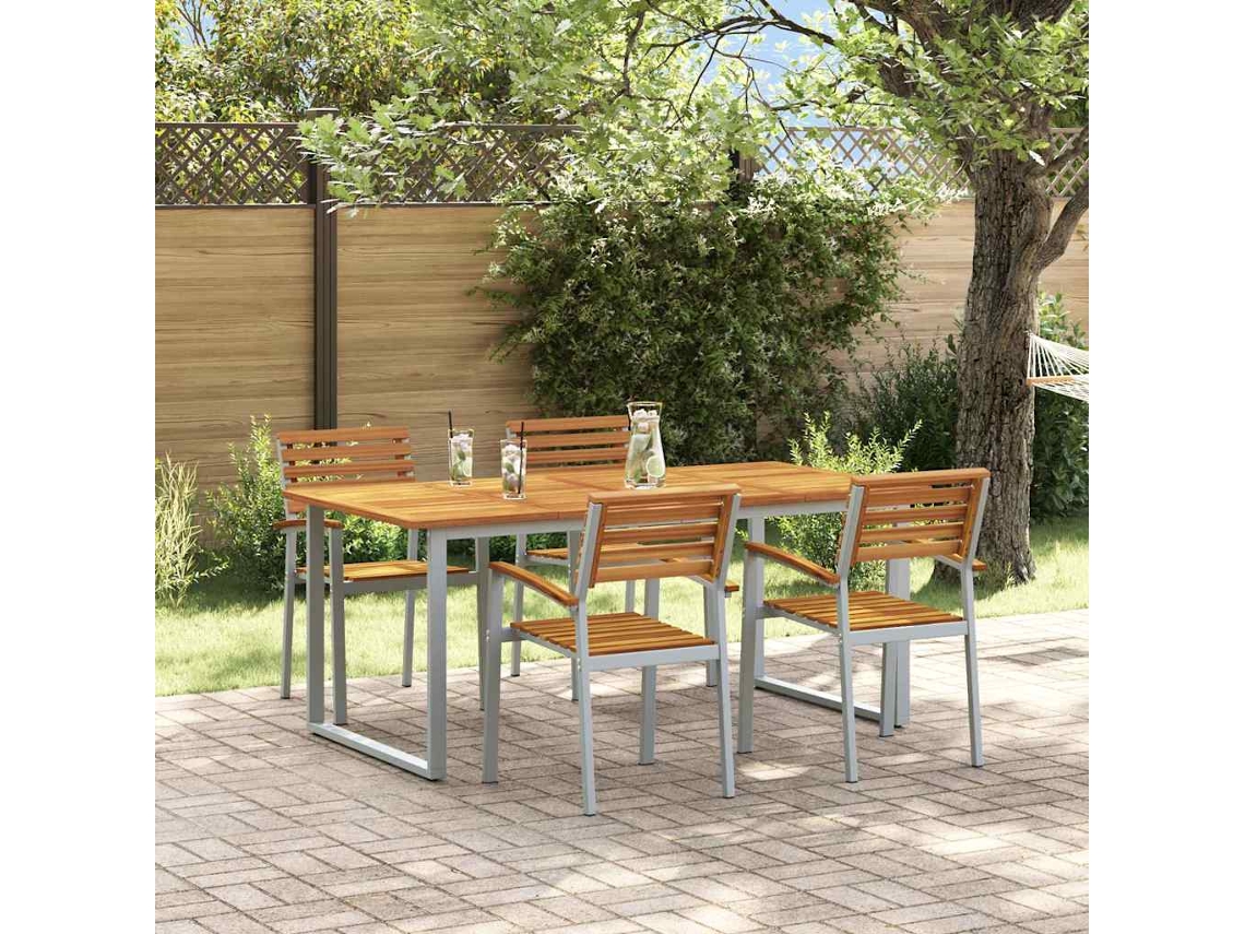 Vidaxl Conjunto De Jantar Para Jardim 5 Pcs Cinzeto