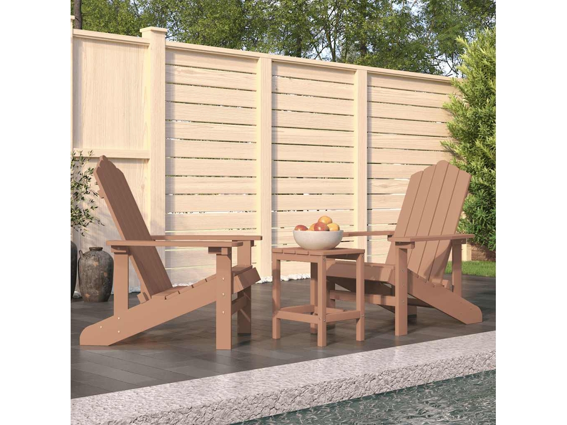 Vidaxl Cadeiras De Jardim Adirondack Com Mesa Pead Castanho