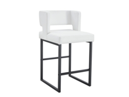Conjunto de 2 cadeiras Nordic Windbar brancas, design moderno quadrado, pés de metal preto, leves e confortáveis PAPRIKA | PAPRIKA