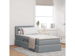 Vidaxl Cama Com Arrumação E Colchão Cinzento-claro 90 X 200 Cm Veludo