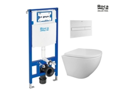 ROCA DUPLO PACK PUSHBOTTLE E PUSHBUTTON PL7 BRANCO Mate com WC SUSPENSO KP REDONDO SMART Branco Tornado 3.0
