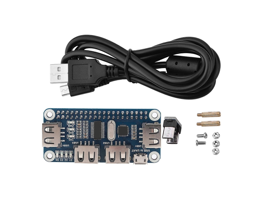 Hub Usb Hat De 4 Portas Usb Para Uart Integrado Para Raspberry Pi B / 2b / 3b / Zero Zero W Brilvibera