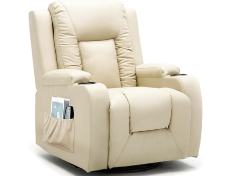Poltrona COMHOMA Eléctrica Reclinável de Massagem Relaxante com Função de Massagem Vibratória de 8 Pontos, Aquecimento Lombar, Branco