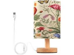 Abajur De Cabeceira Led Com Flores E Borboletas, Portas Usb, Luminária De Mesa, Luminária De Leitura, Luminária De Mesa