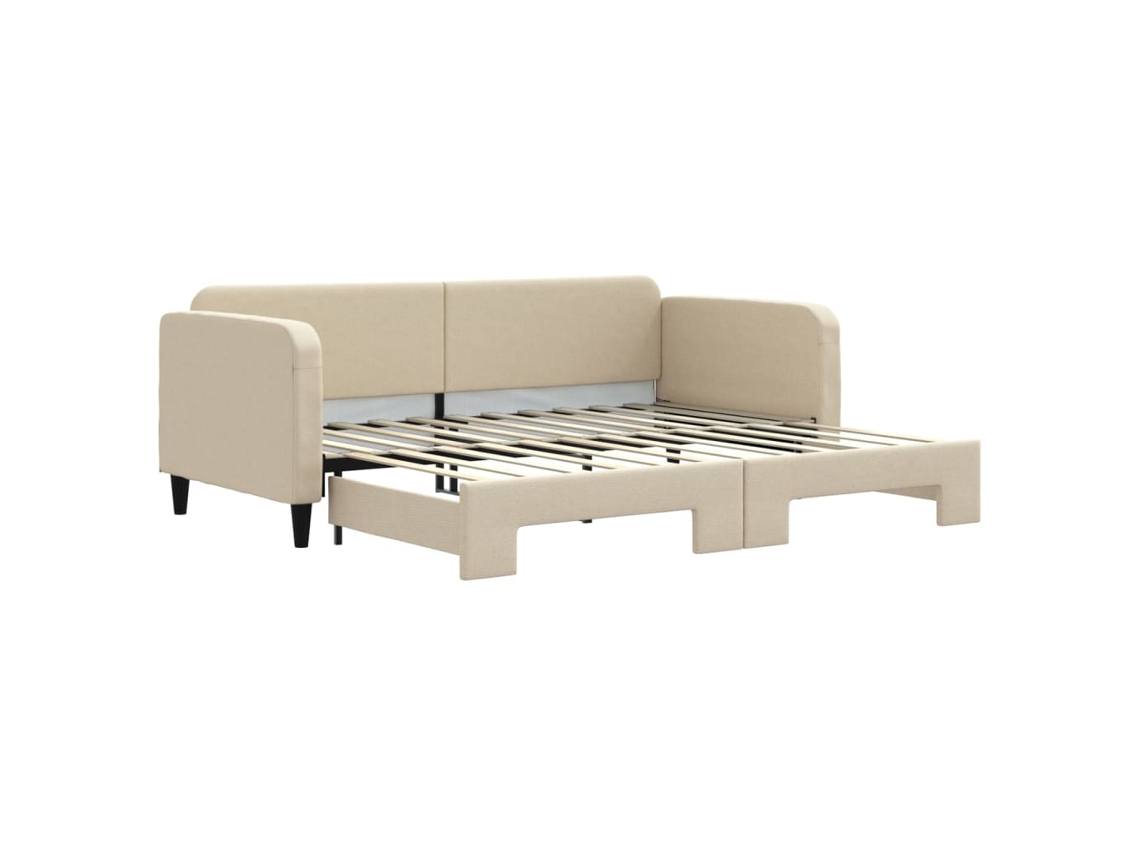 Sofá cama com Gavetão 90x200 Cm Tecido Cor Creme MAISON EXCLUSIVE