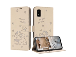 Capa De Couro Para Celular Com Estampa De Gatinho E Cordão