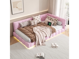 Sofá Cama Daybett 90x200cm Rosa Com Luz Led E Usb Type-c