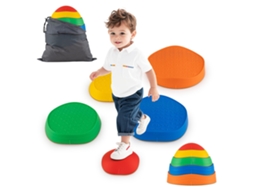 Pedras de Equilíbrio Antiderrapantes Infantis, Multicoloridas, Suportam Até 80 Kg
