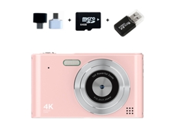 Câmera Digital 4k de Alta Definição, Zoom Digital de 16x, Flash Integrado. 64 Gb CZHHMART (rosa)