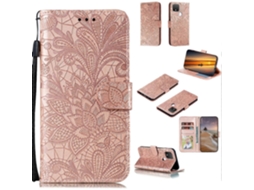 Capa De Couro Com Flip Horizontal E Estampa De Flores De Renda Com Suporte, Compartimentos Para Cartões, Carteira E Porta-retratos Para Google Pixel 5