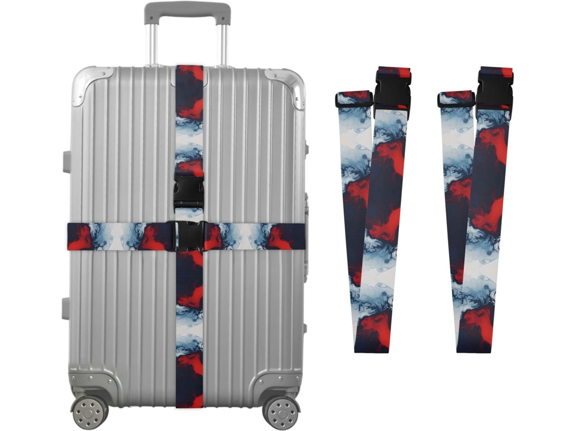 Conjunto De 2 Cintas Bagagem Personalizáveis Com Fivelas Para Malas, Vermelho Azul