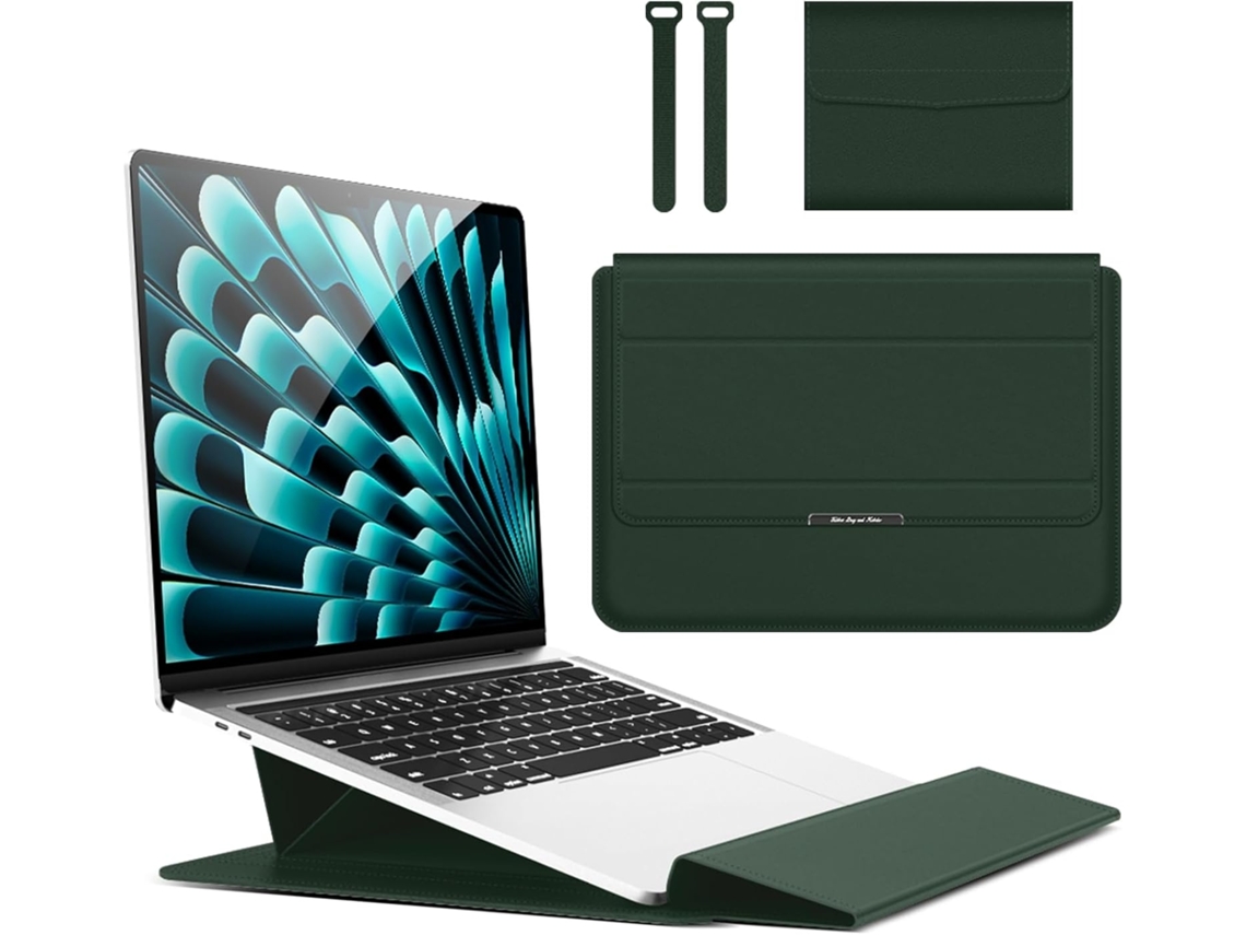 Elysve Capa Para Laptop De 13 A 14 Polegadas Com Suporte Para Macbook Pro 13/macbook Air 13 Verde Escuro
