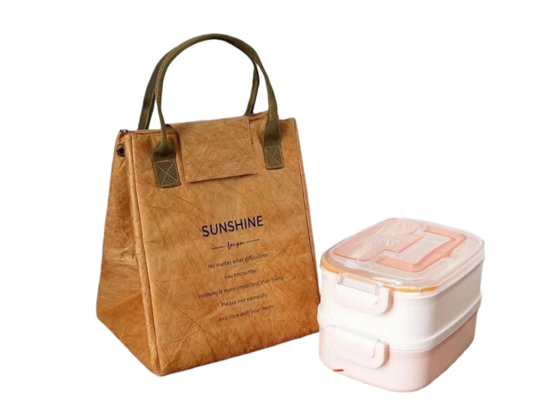 Bolsa Térmica De Papel Dupont Para Almoço, Compatível Com Tyvek, Revestida Com Folha De Alumínio, Leve, 21x20x18cm, Marrom