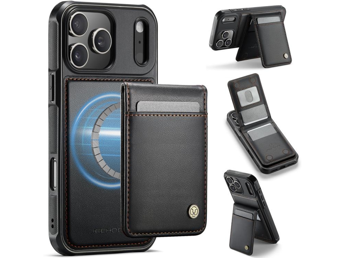 Capa Para Iphone 17 Pro Max Jeehood Estilo Britânico Com Rfid E Magsafe Em Pu