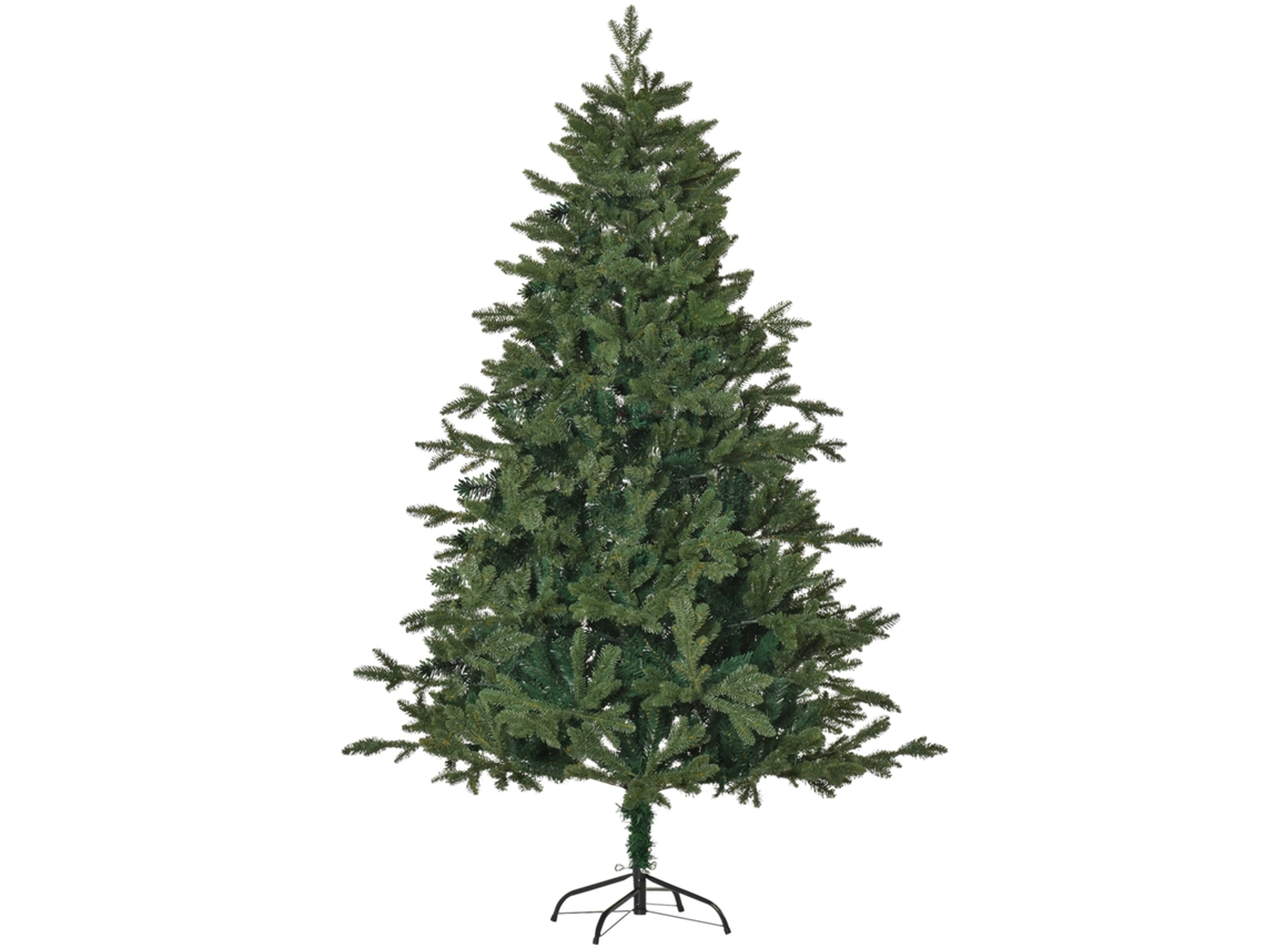 Árvore Natal Artificial 180cm Com 748 Pontas, 3 Formas Folhas, Base Metálica, Verde
