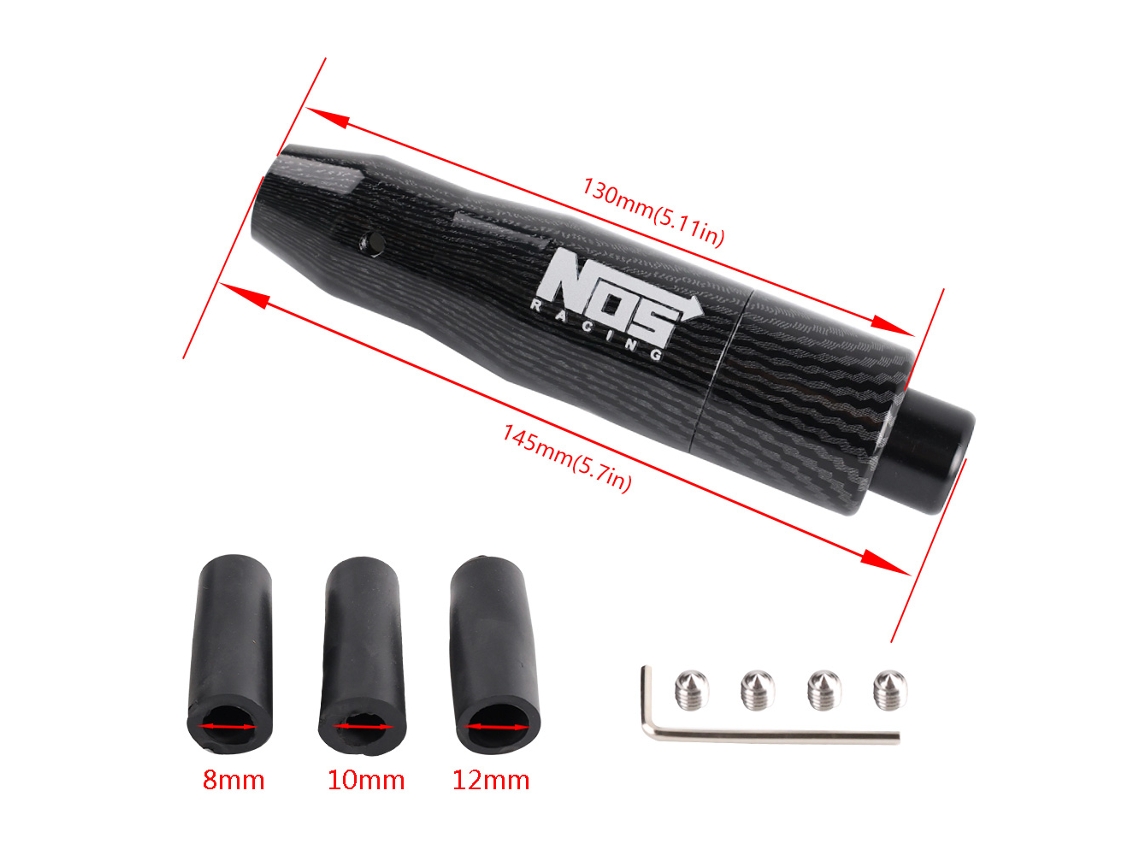 Manopla De Câmbio Manual Universal Para Carro, Estilo Alumínio E Carbono, 13 Cm, Com Adaptador M8 M10 M12 - Carro Automático