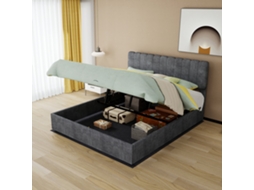 Lit Capitonné Minimaliste 160x200 Cm Gris, Hydraulique, Tête Douce, Sans Matelas VSOGA