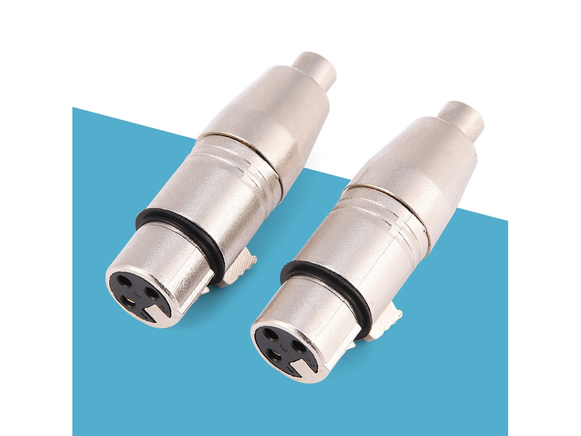 2 Adaptadores de Conector Microfone Áudio com Xlr Fêmea 3 Pinos para Rca AQUAFORGE