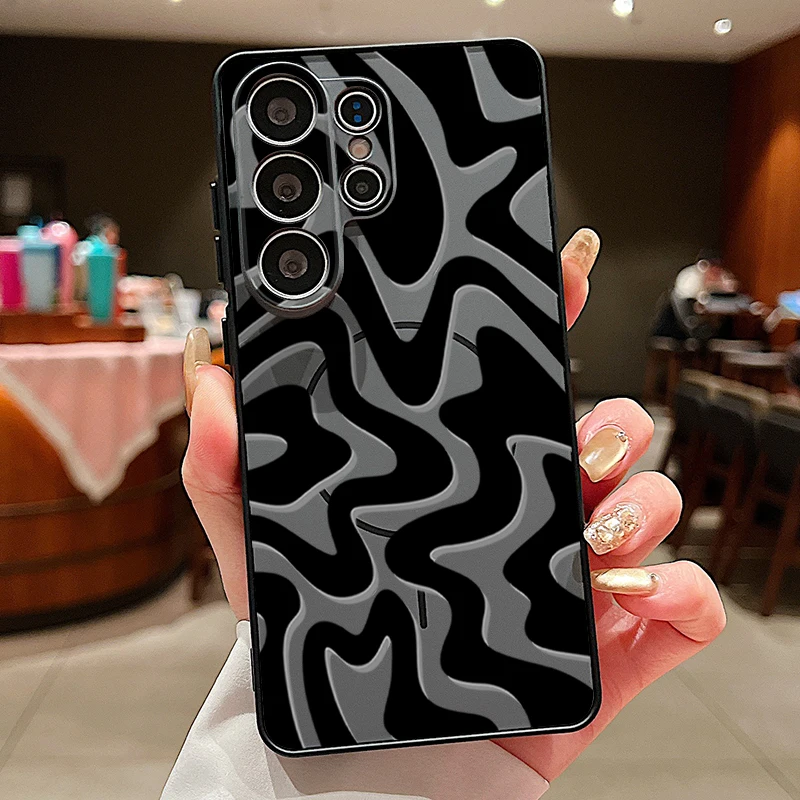 Capa Magnética Para Celular Galaxy S24 Com Estampa Listrada (preta)