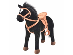 Vidaxl Cavalo De Peluche De Montar Preto