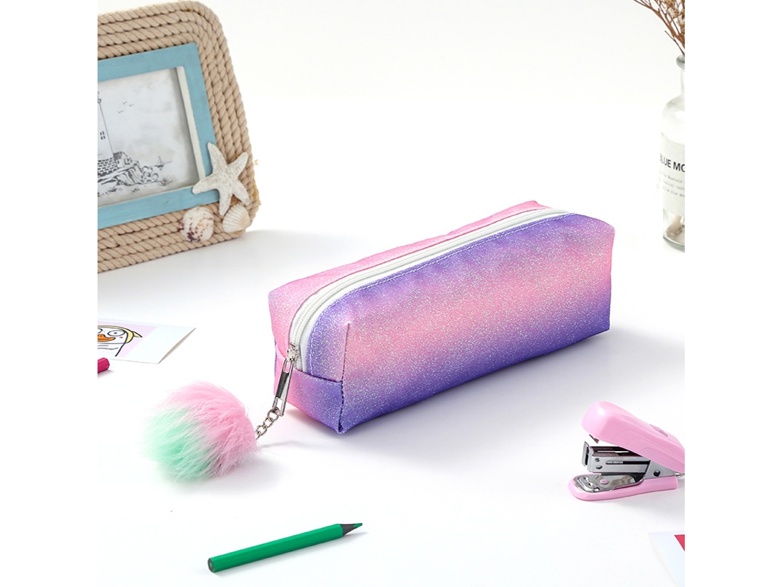 Estojo De Lápis Grande, Portátil, Em Lona, ​​com Glitter, Ideal Para Estudantes, Profissionais E Escritório . Aquaforge (roxo Mágico)
