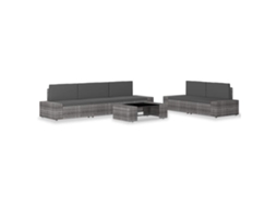 Vidaxl 6 Pcs Conjunto Lounge De Jardim Vime Pe Cinzento