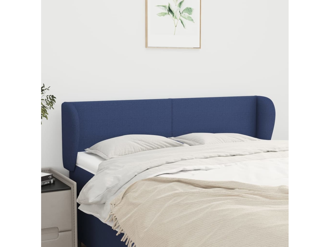 Vidaxl Cabeceira De Cama C/ Abas Tecido 147x23x78/88 Cm Azul