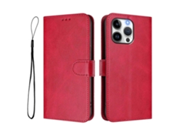 Capa Tipo Carteira Para Iphone 16 Pro Max Com Bloqueio Rfid E Textura De Bezerro, Capa De Couro Com Alça Rosa