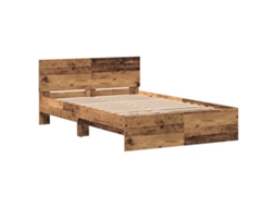 Conjunto 1 Estrutura De Cama Com Cabeceira Vidaxl Castanho Derivados De Madeira (193 X 125 X 70 Cm)