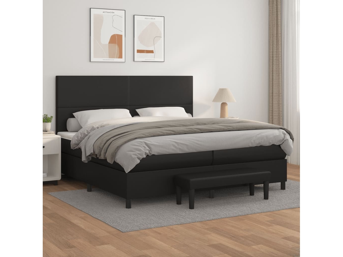 Box Spring Bed, Box Spring Beds Vidaxl Preto Couro Artificial (200 X 200 Cm)