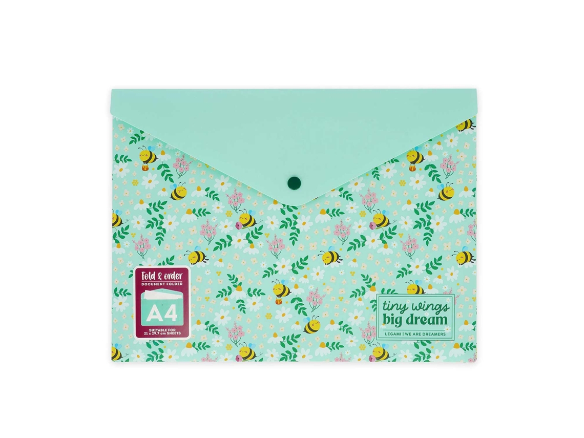 Bolsa para Documentos Fecho Botão A4 Tipo Envelope LEGAMI Fold Order Bee ''tiny Wings Big Dream''