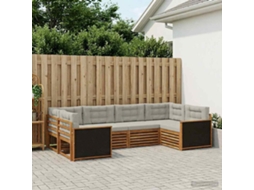 Vidaxl Conjunto De Sofás Para Exterior 6 Pcs Natural E Cinzento-claro