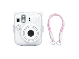 Capa Transparente Para Fujifilm Instax Mini 13 Corda Entrançada Rosa Curta