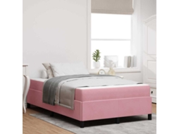 Vidaxl Estrutura da Cama com Colchão Rosa 120 X 200 Cm Tecido