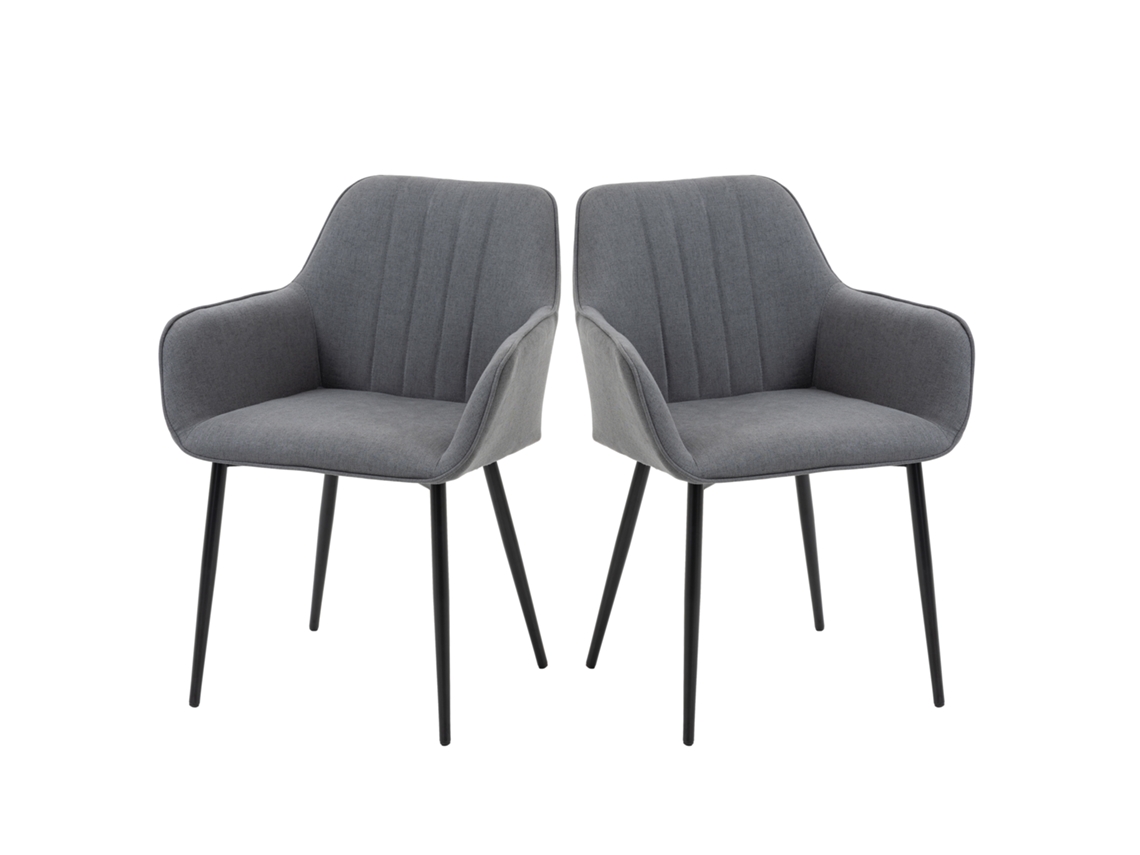 Cadeiras Jantar Escandinavo Conjunto 2 Com Pernas Metal Preto, Design Moderno
