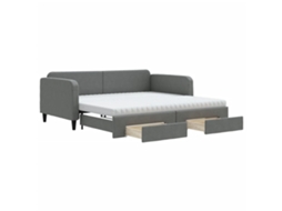 Daybed With Trundle, Daybeds With Trundles Vidaxl Cinzeto Tecido (100 X 200 Cm)