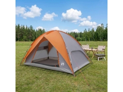 Vidaxl Tenda De Camping Com Capa De Chuva Impermeável Cinza E Laranja