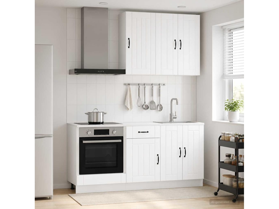 Vidaxl Unidade De Cozinha Lucca 5 Unid. Branco Derivados De Madeira
