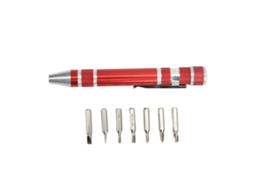 Destornillador de bolso 8 em 1 mini pluma magnético para parafusos finos vermelho | S/MARCA