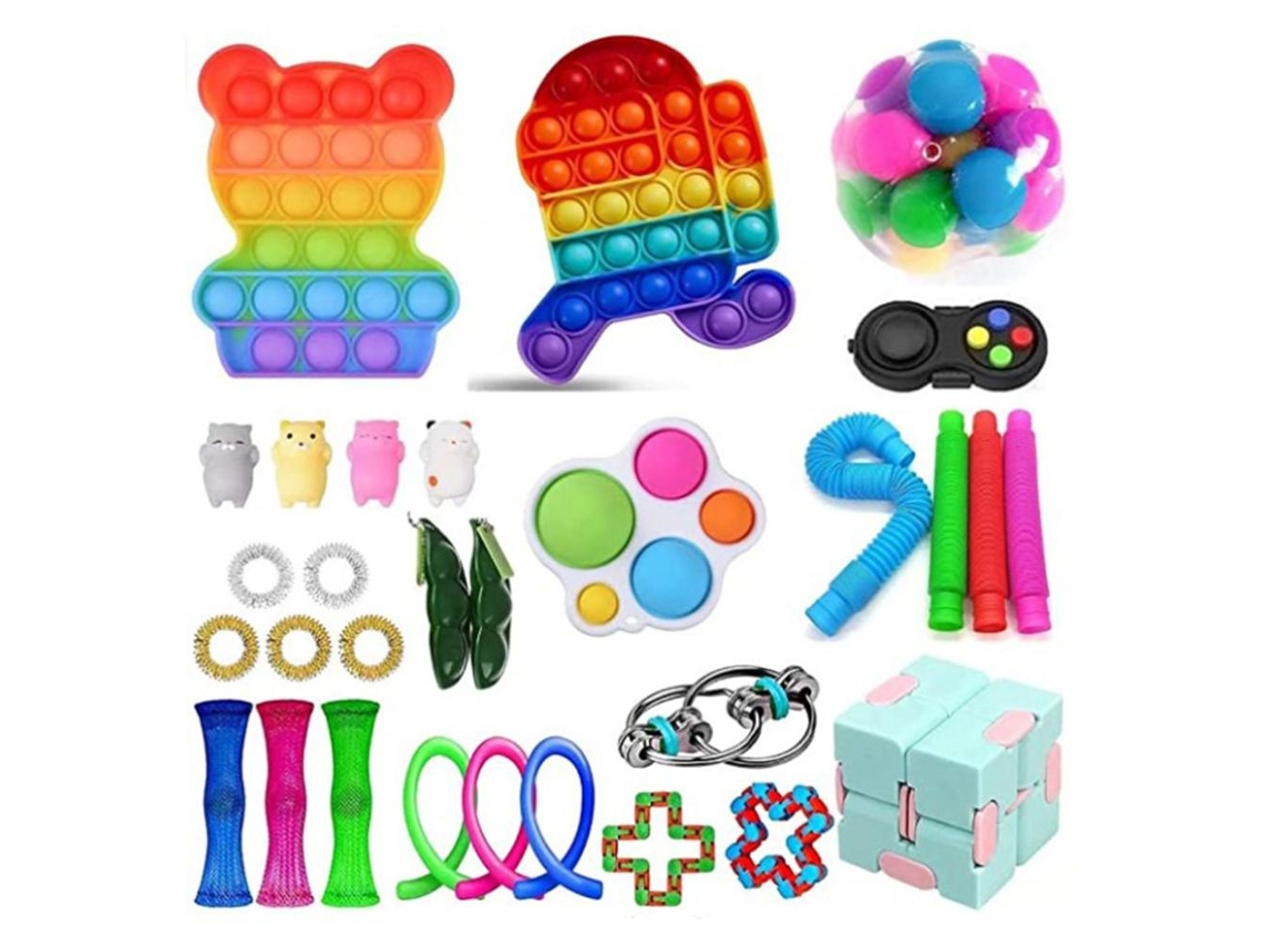 30pcs Conjunto De Brinquedos Sensoriais Push Bubble Silicone Para Aliviar Estresse E Educação Infantil