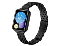 Bracelete Para Xiaomi Mi Band 8 Pro - Aço - Fivela Estilingue E Cinco Contas Preta