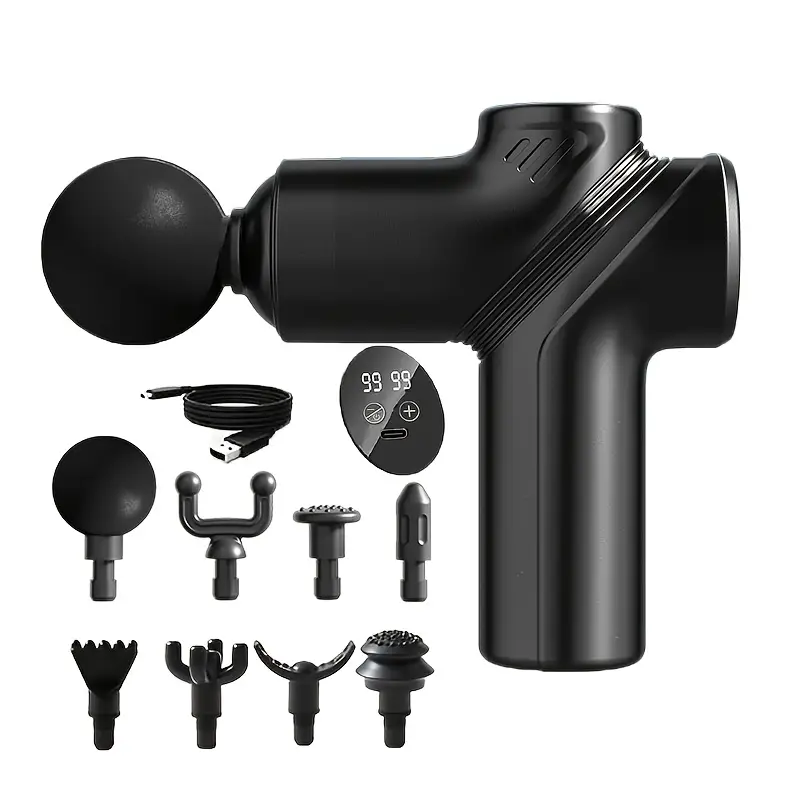 Ajuste De 99 Velocidades, Equipada Com Display Lcd, Suporta Carregamento Usb, Pistola De Massagem Fascial Elétrica Zeuxo