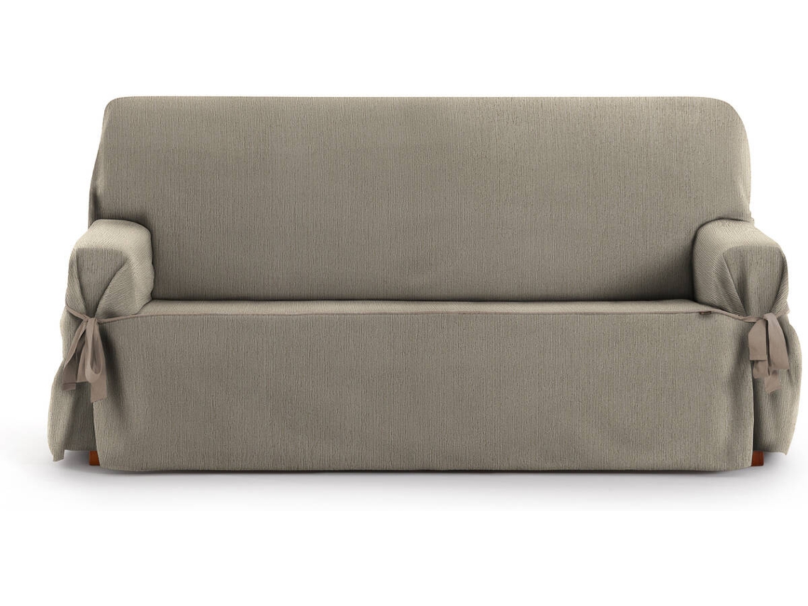 Capa de Sofá 3 Lugares EYSA Mid com Laços (110 x 70 x 230 cm - Poliéster e Algodão - Taupe)