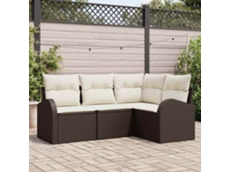 Vidaxl Conjunto De Sofá De Jardim 4 Unid. Marrom E Branco Vime Pe