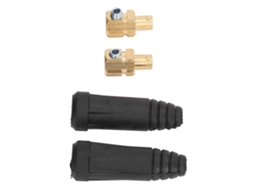 Conector rápido de latão e borracha resistente a óleo para cabos de soldagem em máquinas de solda.
