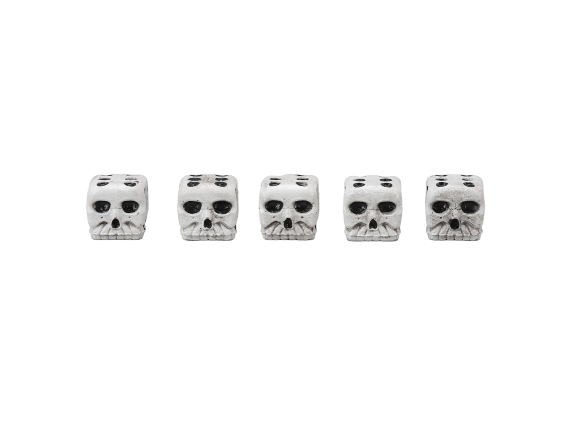 Mali 5pcs Dados de Esqueleto Crânio de 6 Lados em Resina para Jogo e Decoração de Festa