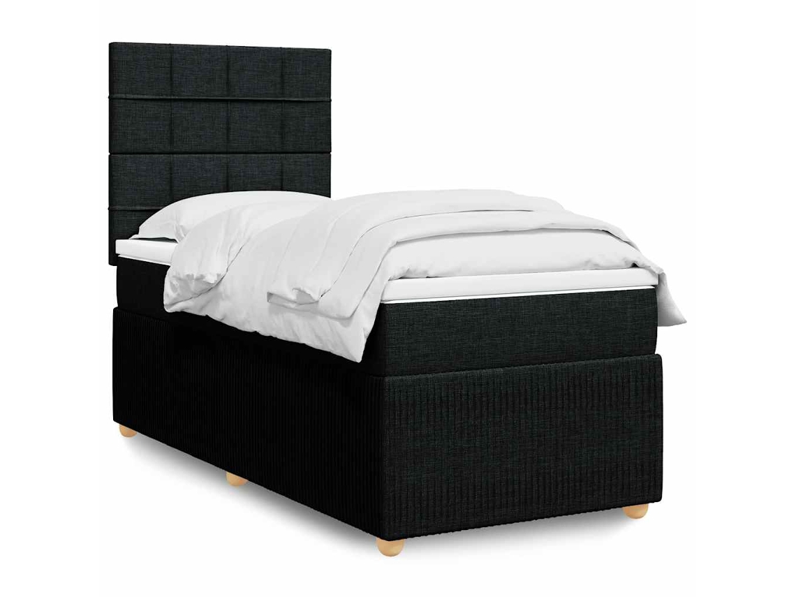 Vidaxl Cama Com Molas/colchão 100x200 Cm Tecido Preto